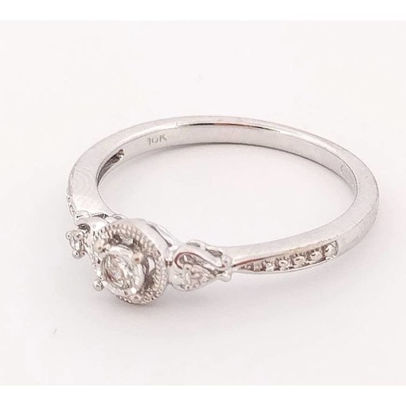 Diamond Promise, Engagement Ring 10K White Gold REAL DIAMONDS - Picture 8 of 10